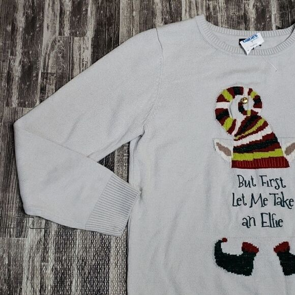 "BUT FIRST LET ME TAKE AN ELFIE" SWEATER - NEW - Picture 3 of 9